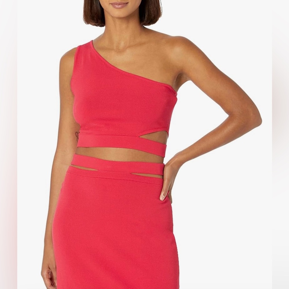 New red Drop knitted top and skirt, Medium